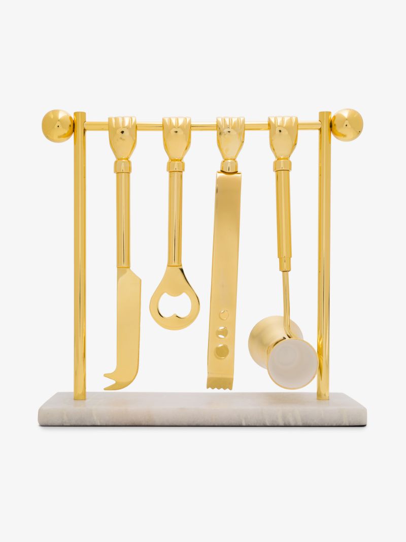 Gold Barbell Barware Set