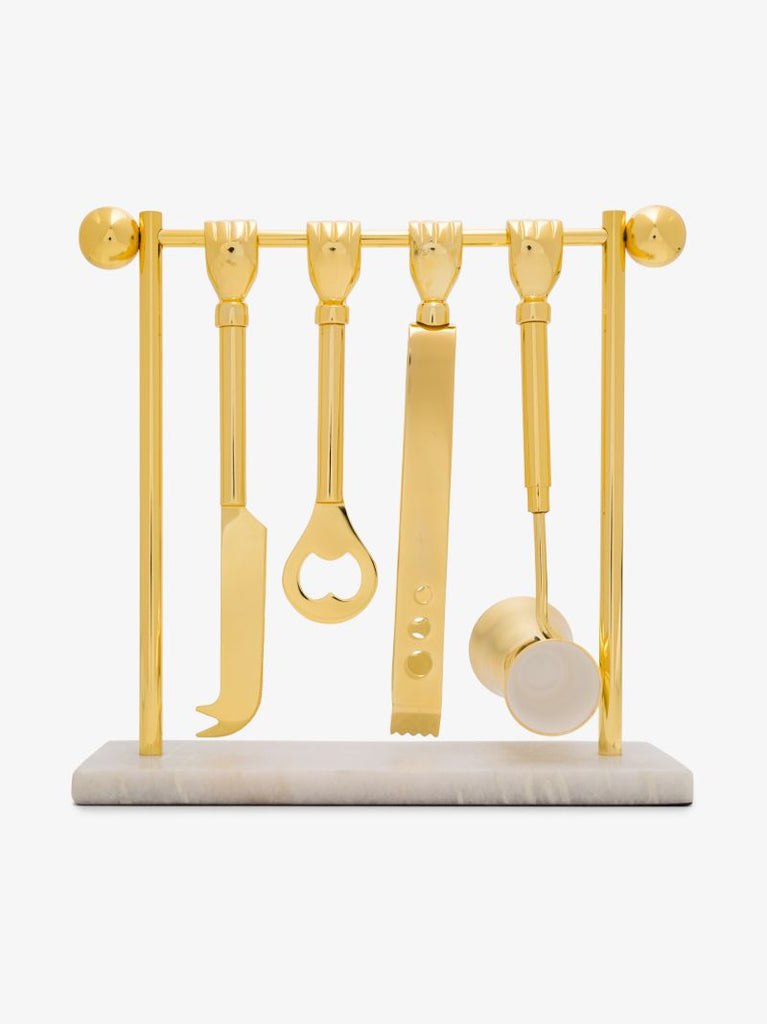 Gold Barbell Barware Set