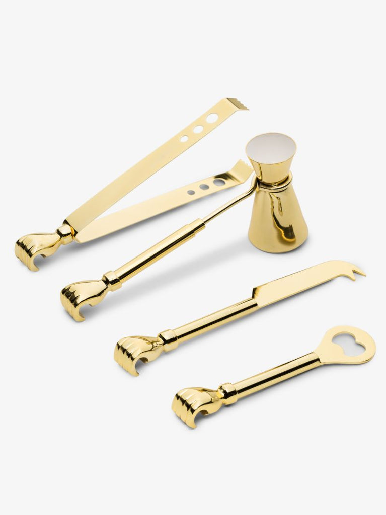 Gold Barbell Barware Set
