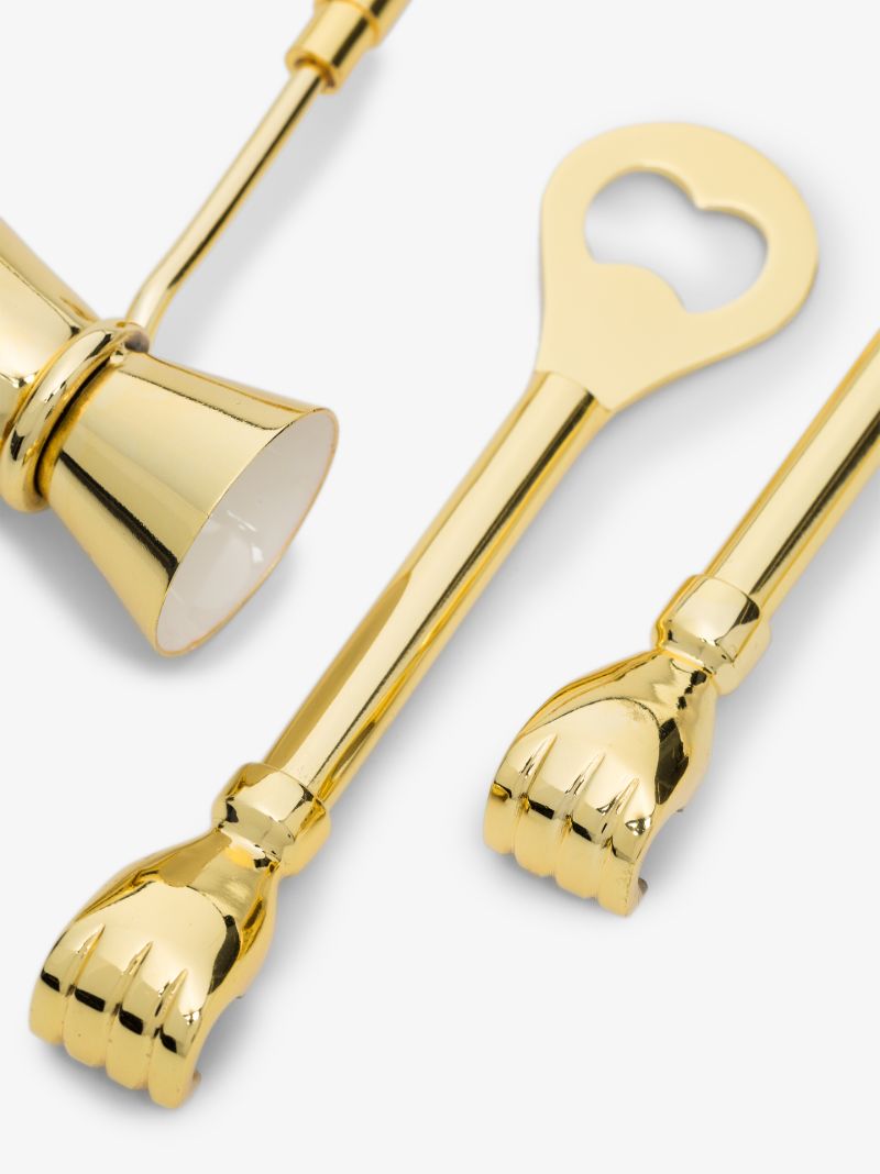 Gold Barbell Barware Set