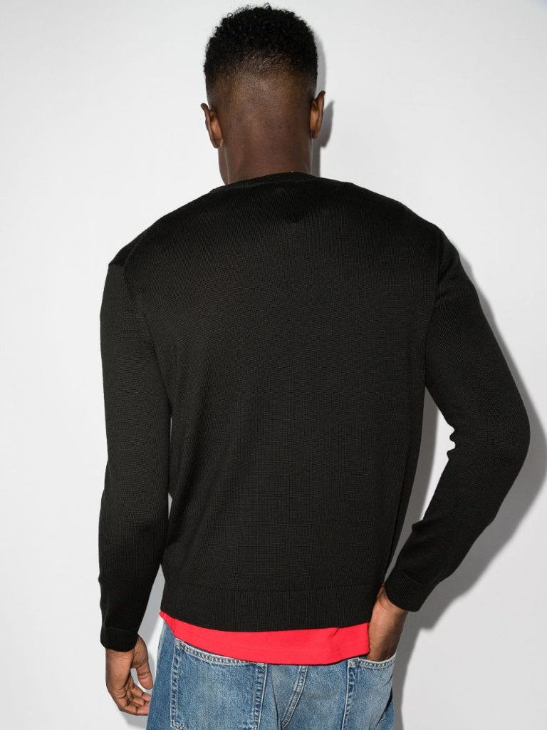 Embroidered Logo Wool Sweater
