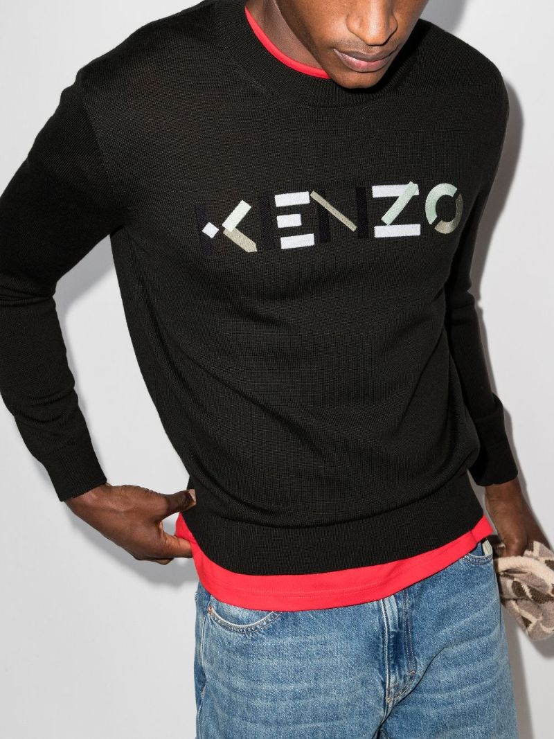 Embroidered Logo Wool Sweater