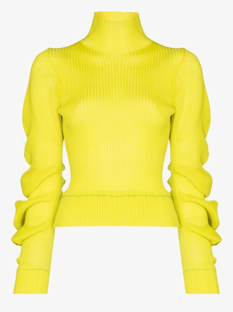 Spiral Sleeve Silk Sweater
