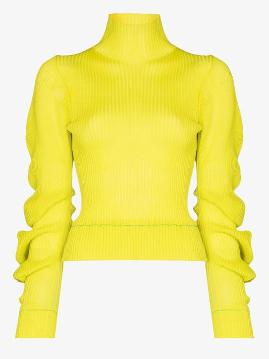 Spiral Sleeve Silk Sweater