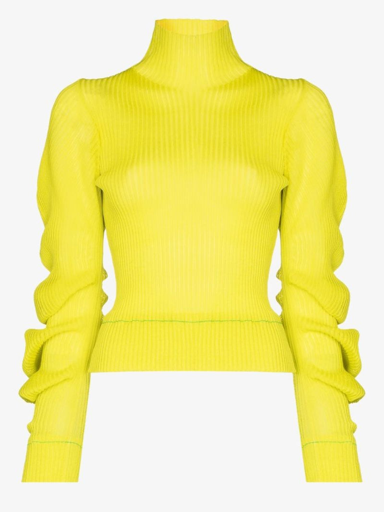 Spiral Sleeve Silk Sweater