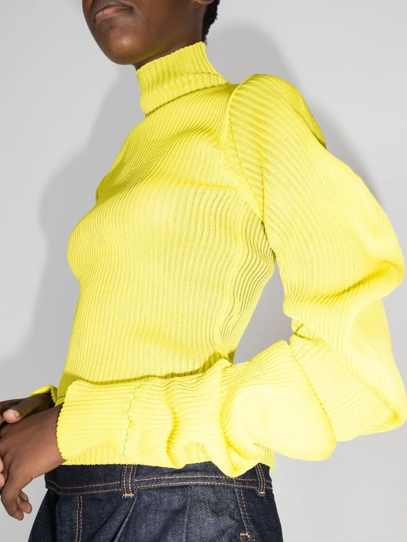 Spiral Sleeve Silk Sweater