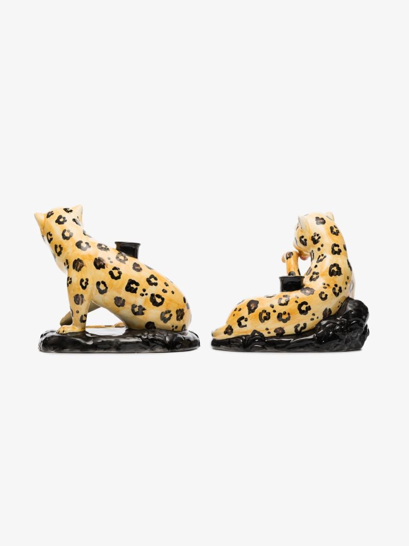 Yellow Cheetah Candle Holder Set