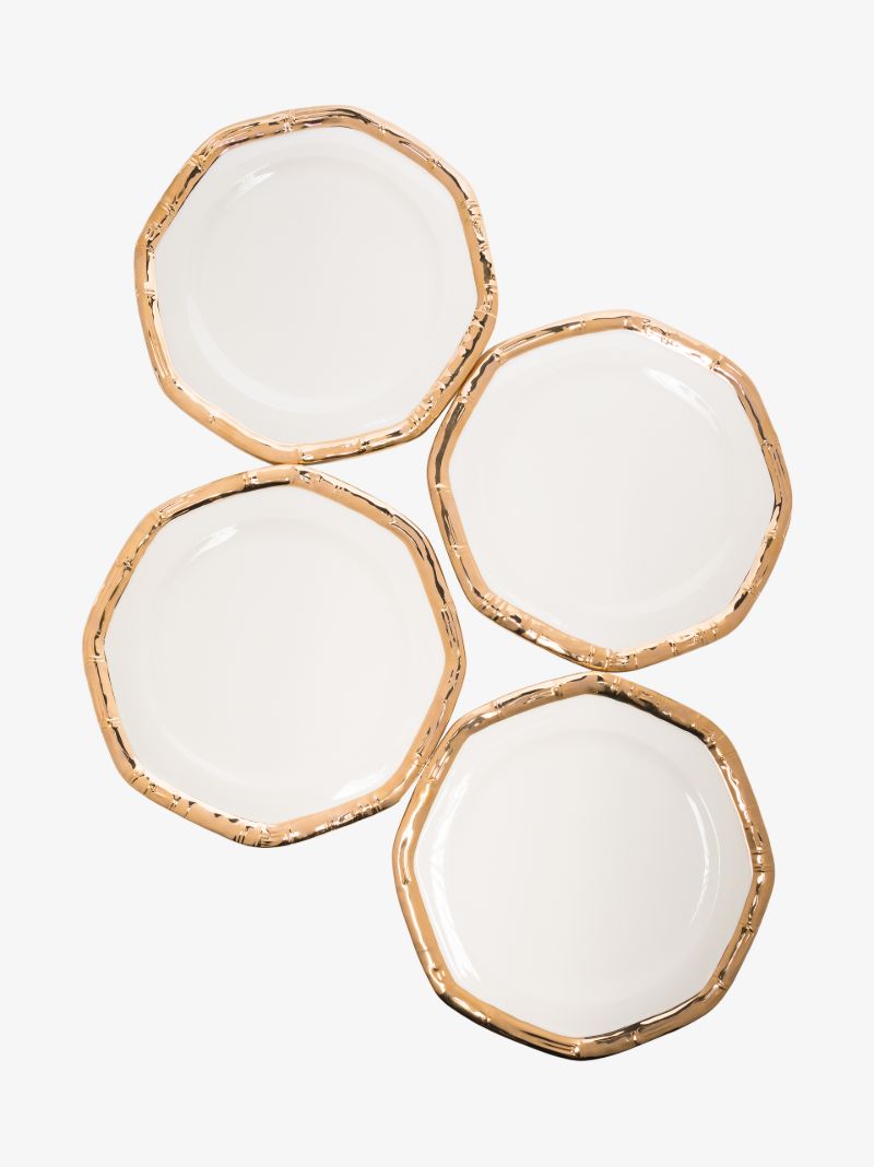 White Bamboo Ceramic Plate Set