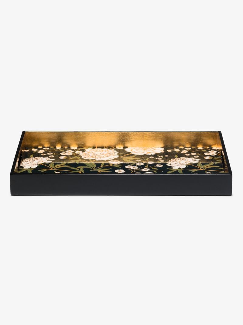 Black Lacquered Wooden Tray