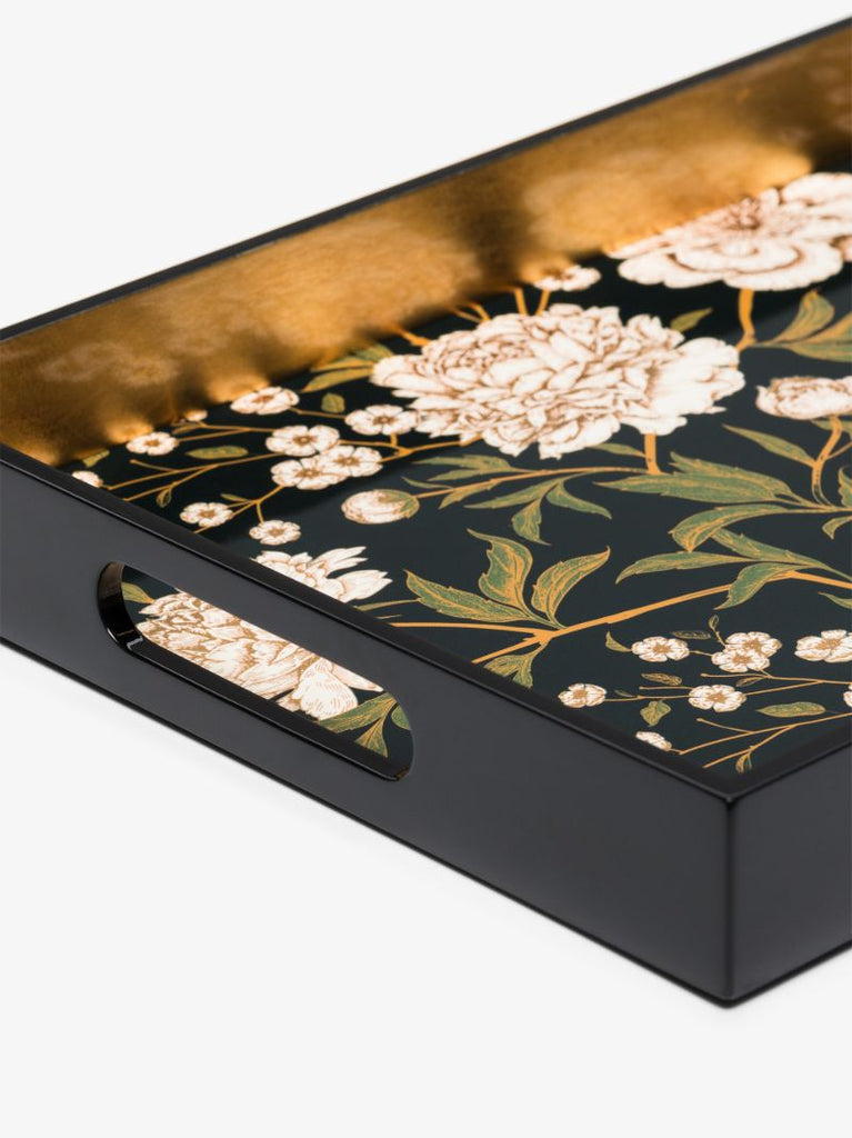 Black Lacquered Wooden Tray