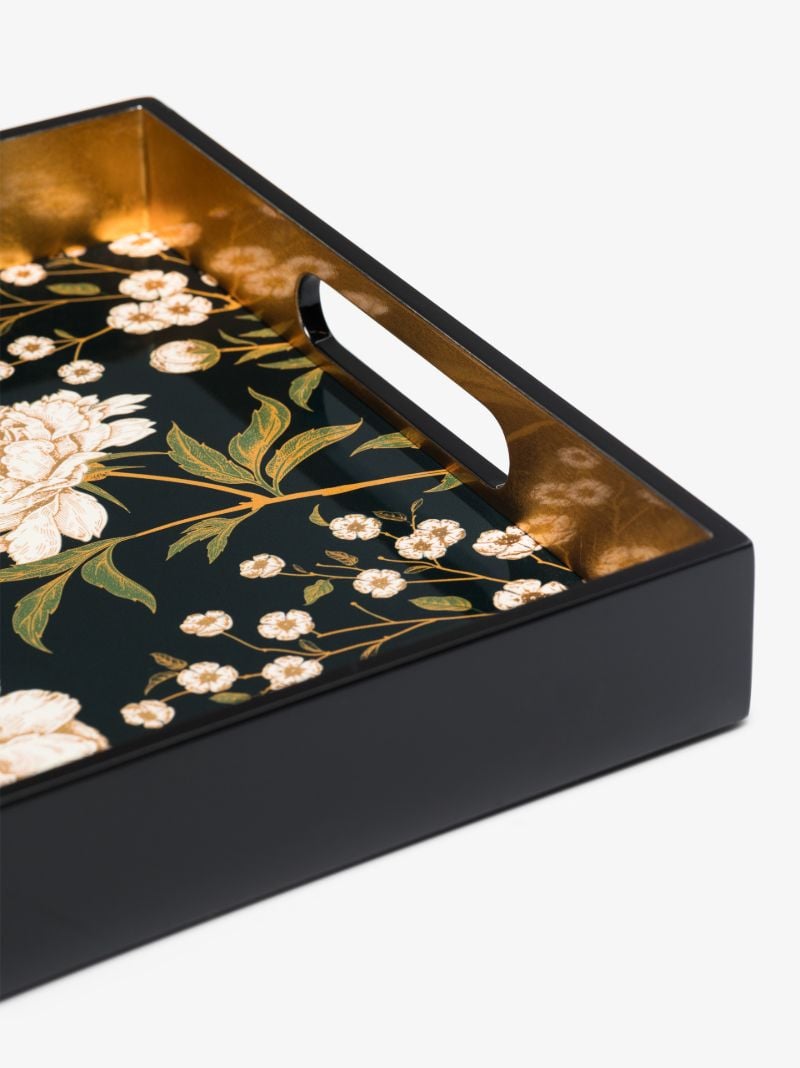 Black Lacquered Wooden Tray