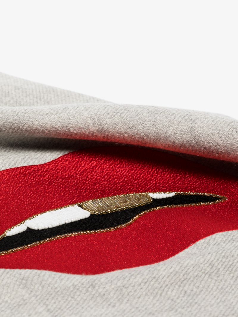 Grey Lips Embellished Throw