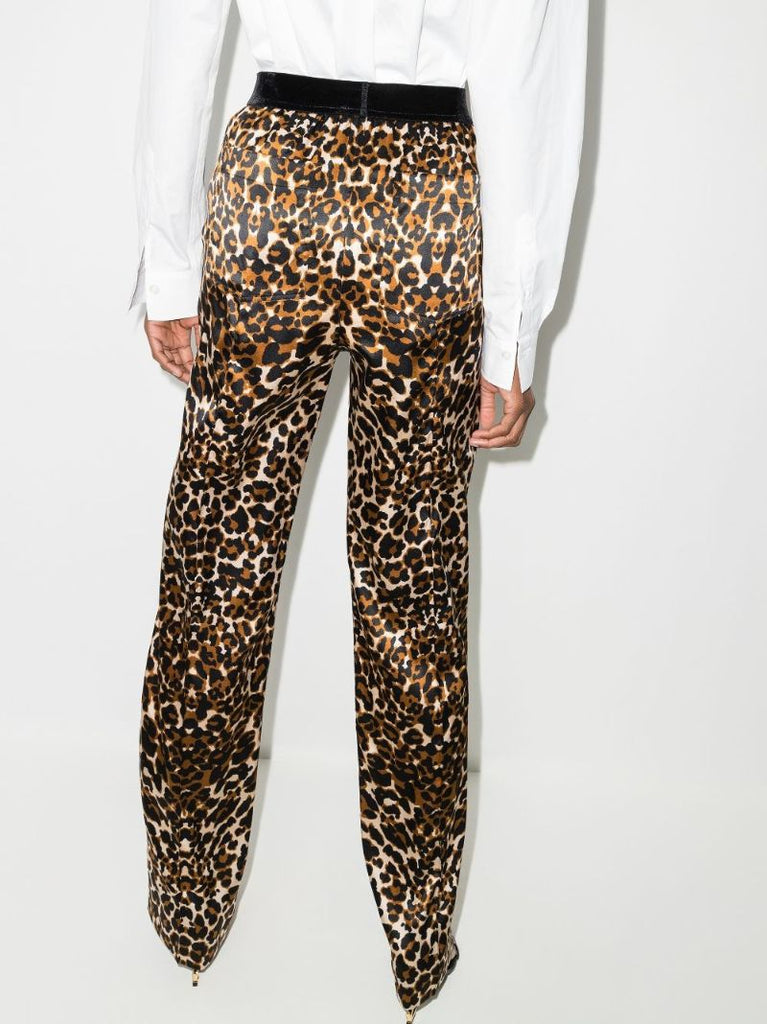 Silk Leopard Print Trousers