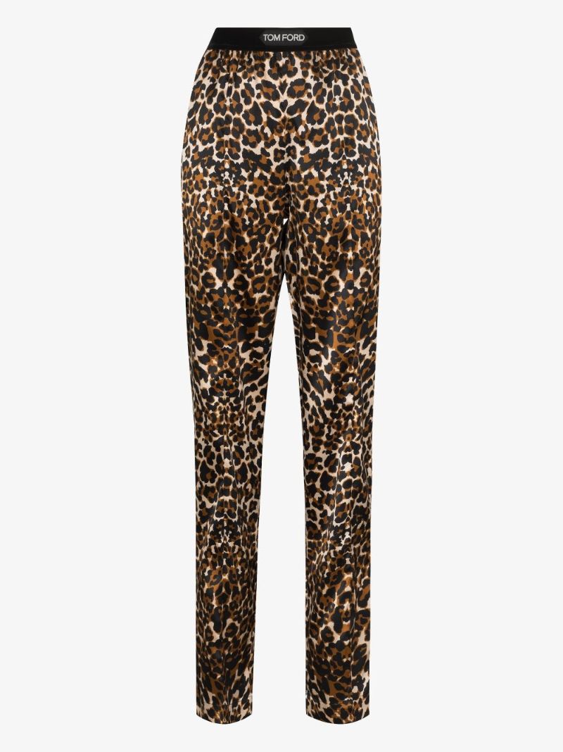 Silk Leopard Print Trousers