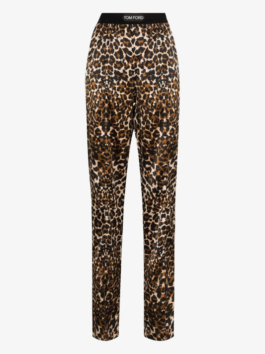 Silk Leopard Print Trousers