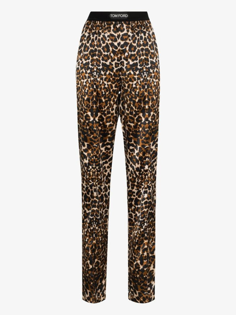 Silk Leopard Print Trousers