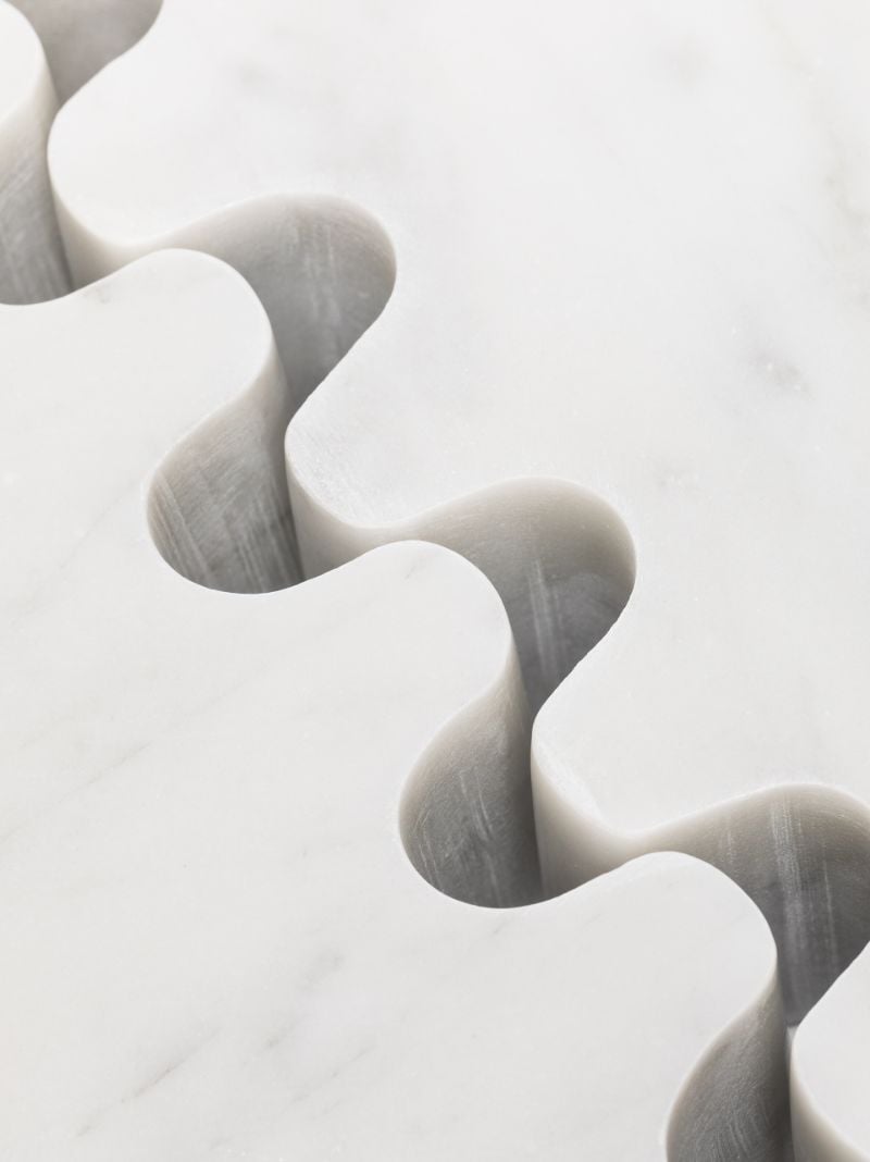 White Ripple Marble Bookend Set