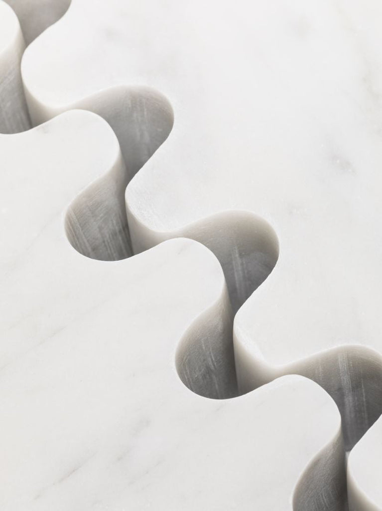 White Ripple Marble Bookend Set