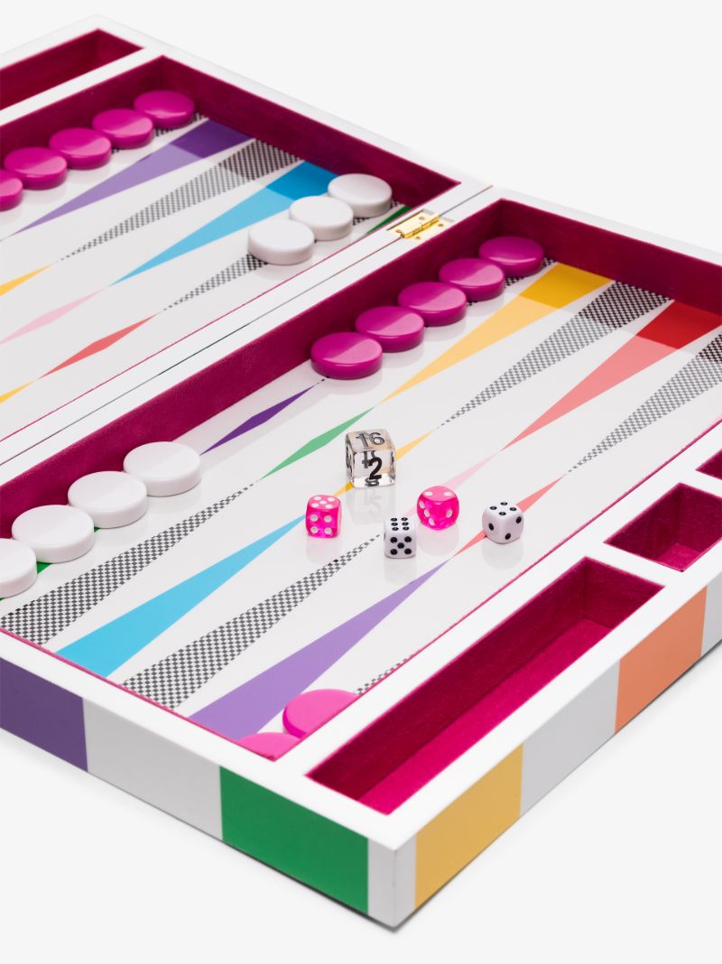 Multicoloured Checkerboard Backgammon Set