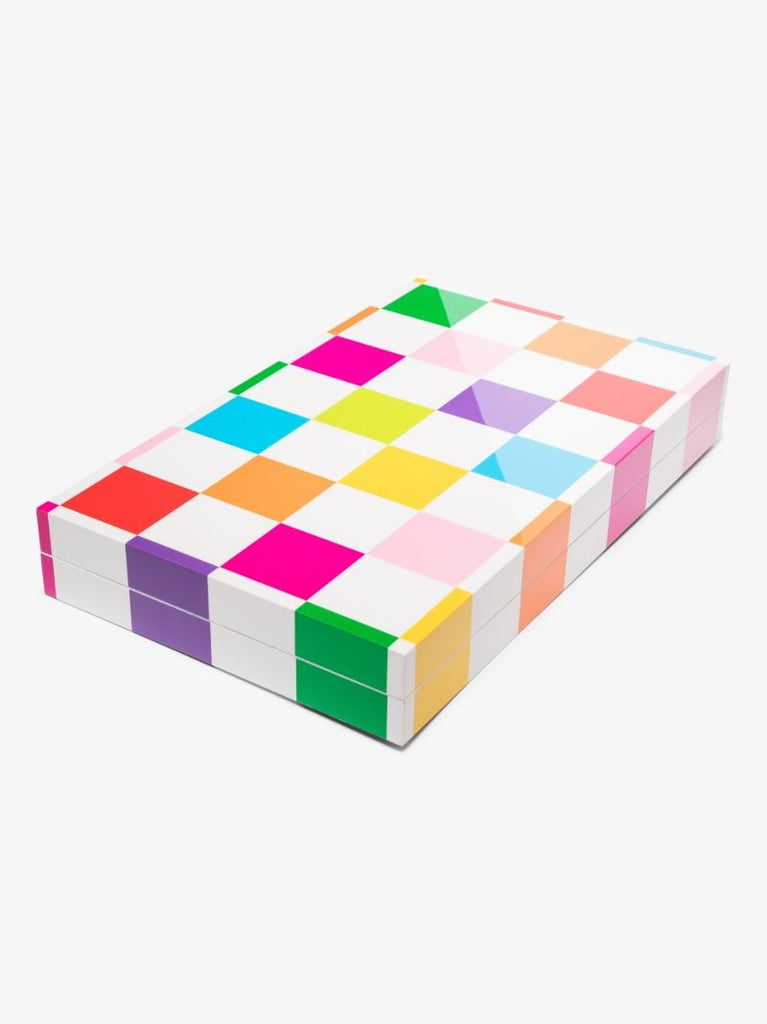 Multicoloured Checkerboard Backgammon Set