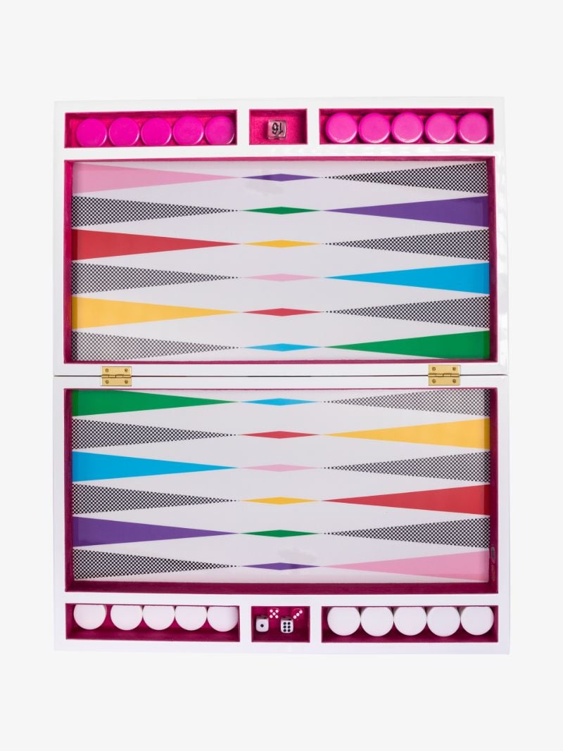 Multicoloured Checkerboard Backgammon Set