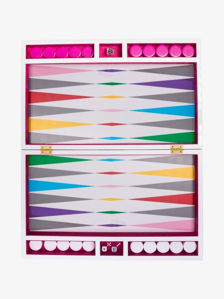 Multicoloured Checkerboard Backgammon Set