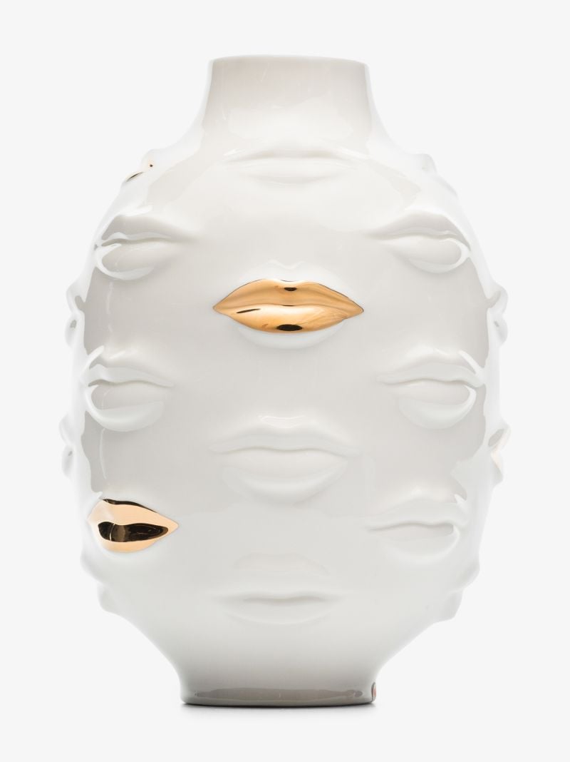 White Gilded Gala Round Porcelain Vase