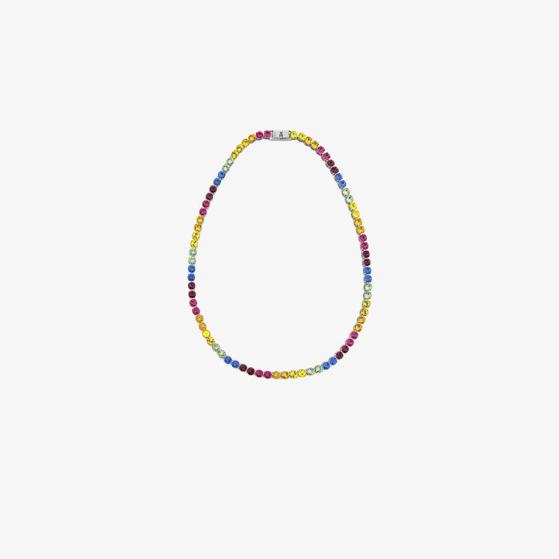 Silver-tone Tennis Crystal Necklace