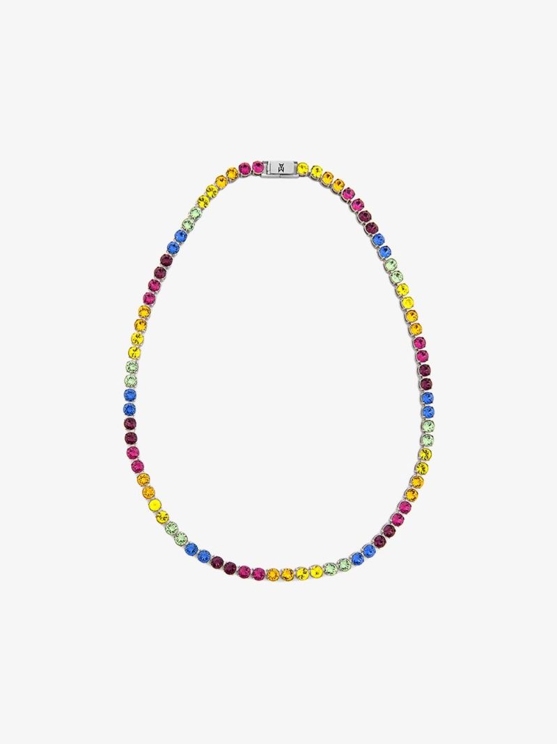 Silver-tone Tennis Crystal Necklace