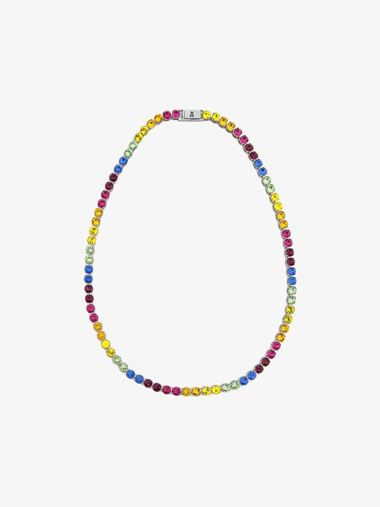 Silver-tone Tennis Crystal Necklace
