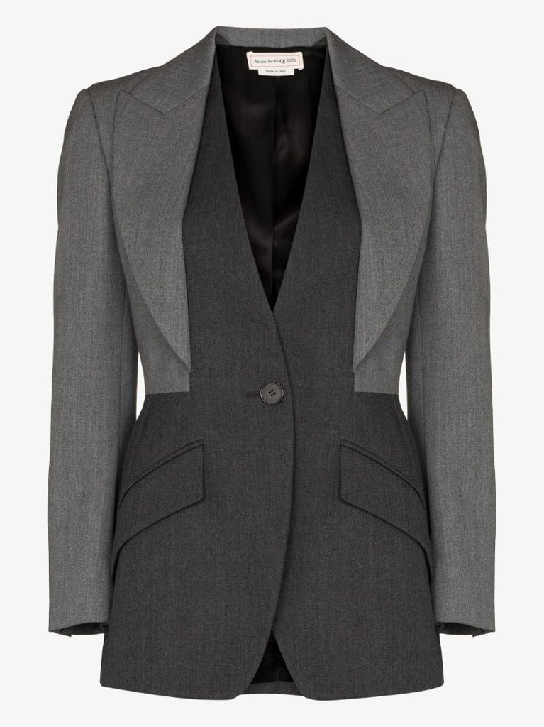 Layered Single-breasted Wool Blazer