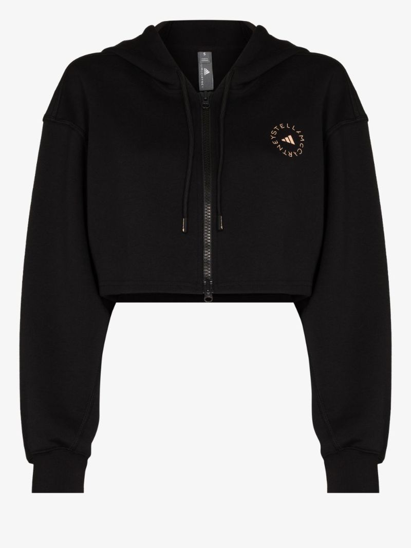 Logo Print Cropped Hoodie