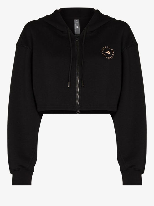 Logo Print Cropped Hoodie