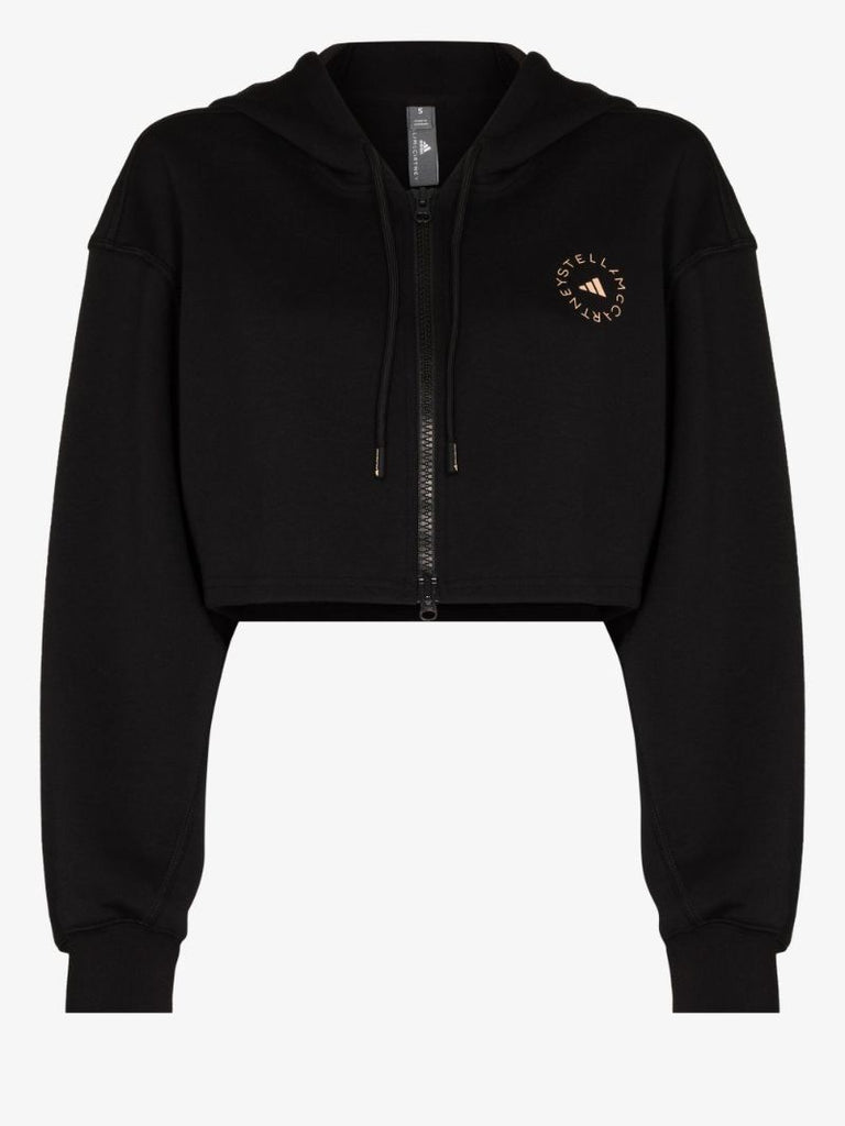 Logo Print Cropped Hoodie