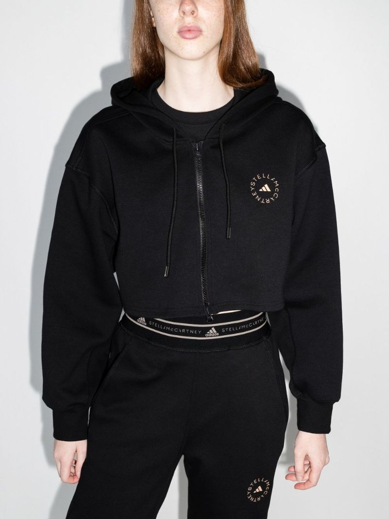 Logo Print Cropped Hoodie
