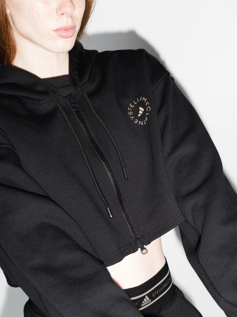 Logo Print Cropped Hoodie