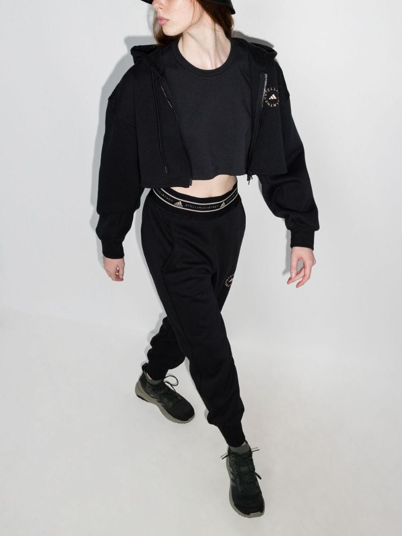 Logo Print Cropped Hoodie