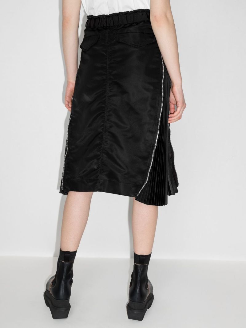 Zip Detail Pleated Skirt