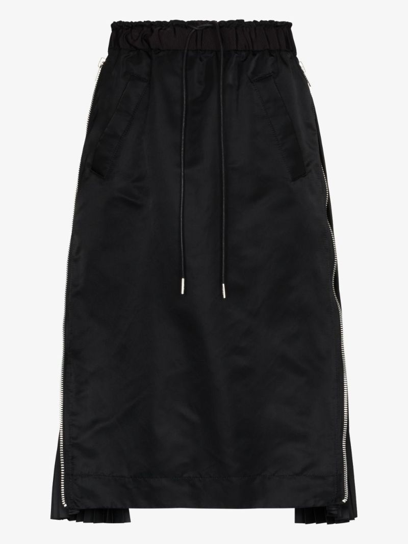 Zip Detail Pleated Skirt