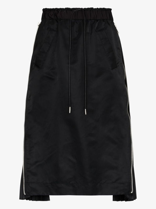 Zip Detail Pleated Skirt