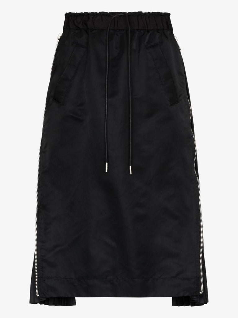 Zip Detail Pleated Skirt