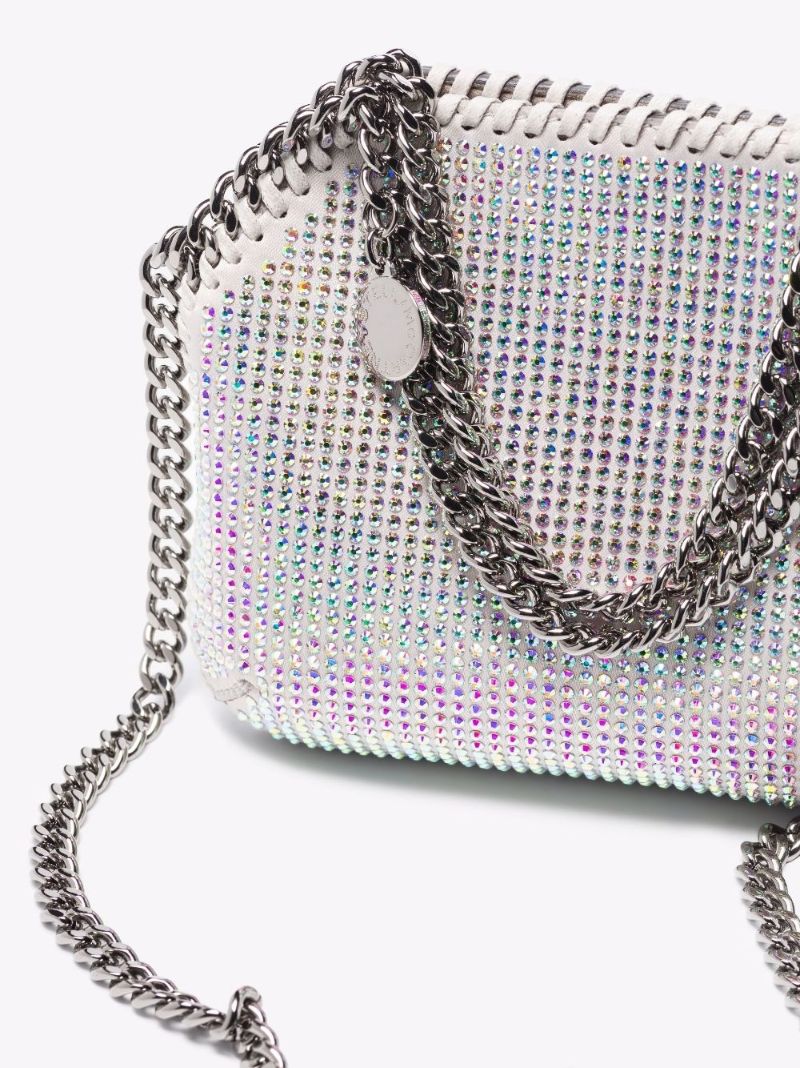 Silver Falabella Mini Crystal Shoulder Bag