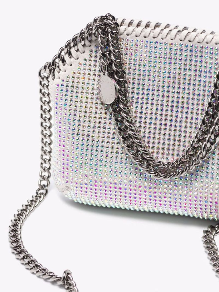 Silver Falabella Mini Crystal Shoulder Bag