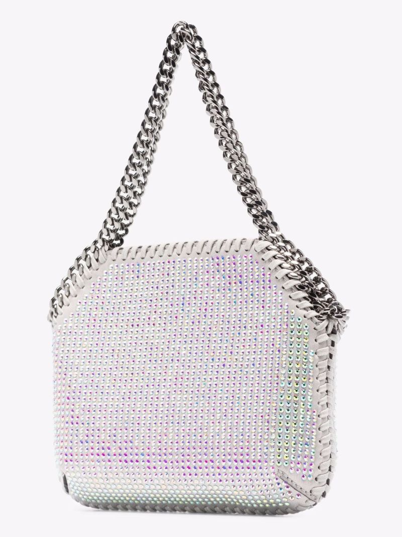 Silver Falabella Mini Crystal Shoulder Bag
