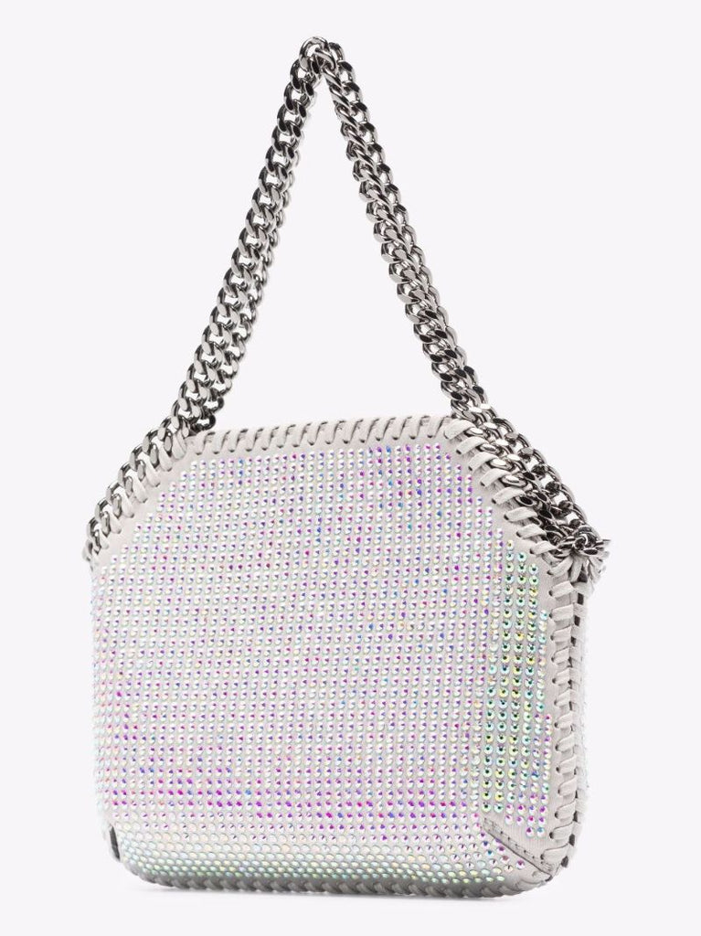 Silver Falabella Mini Crystal Shoulder Bag