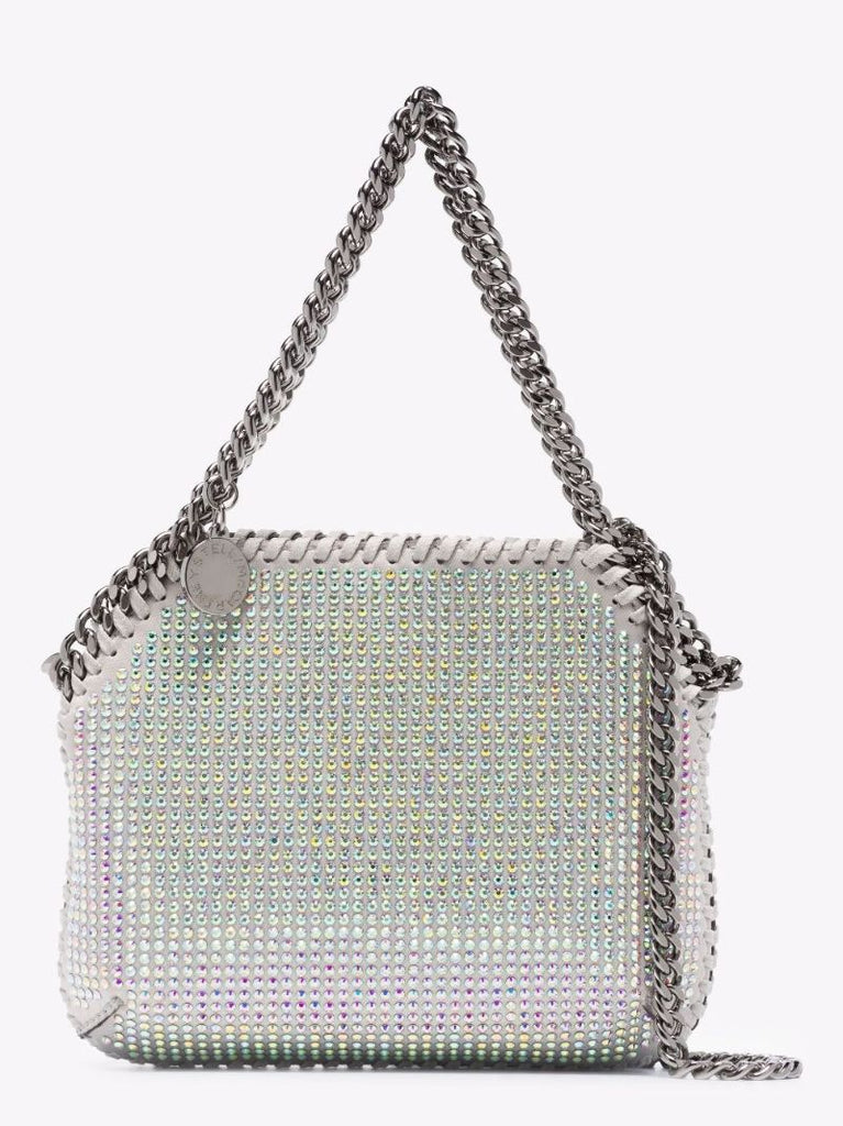 Silver Falabella Mini Crystal Shoulder Bag
