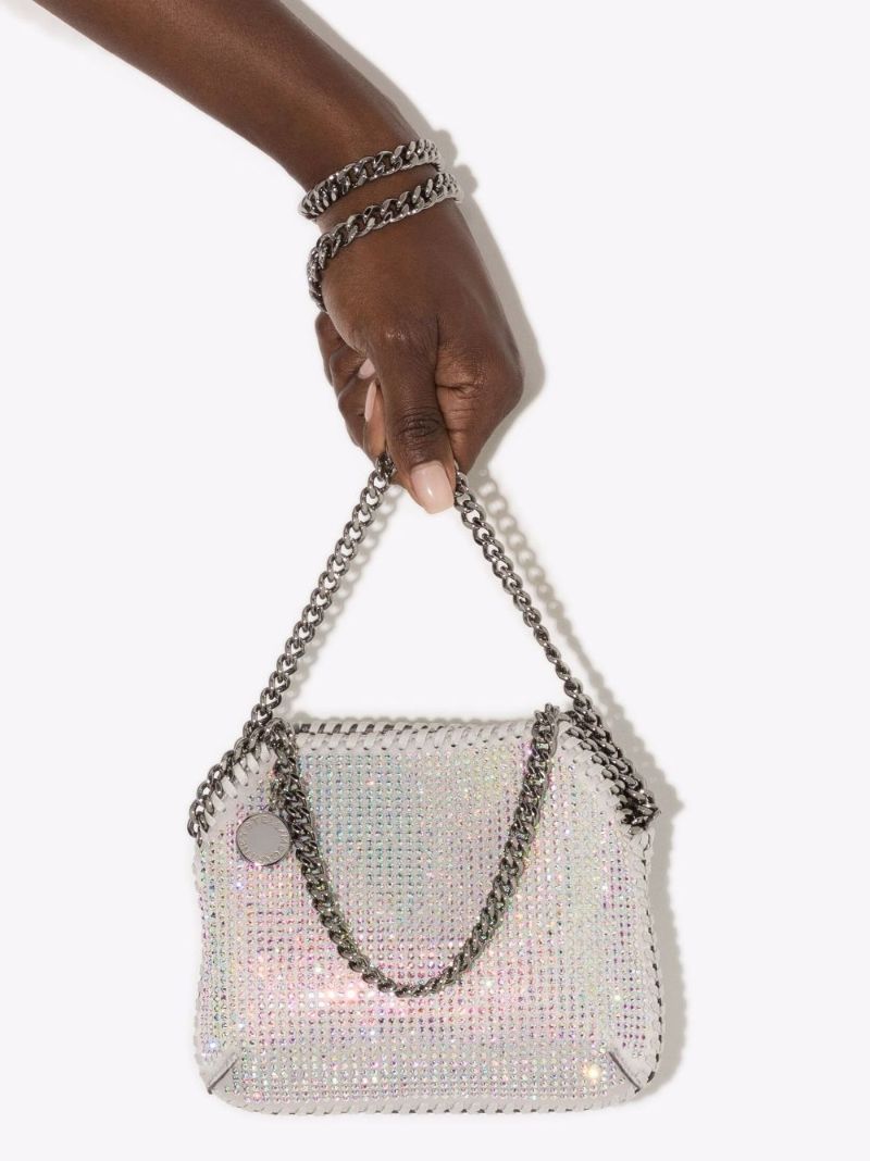 Silver Falabella Mini Crystal Shoulder Bag