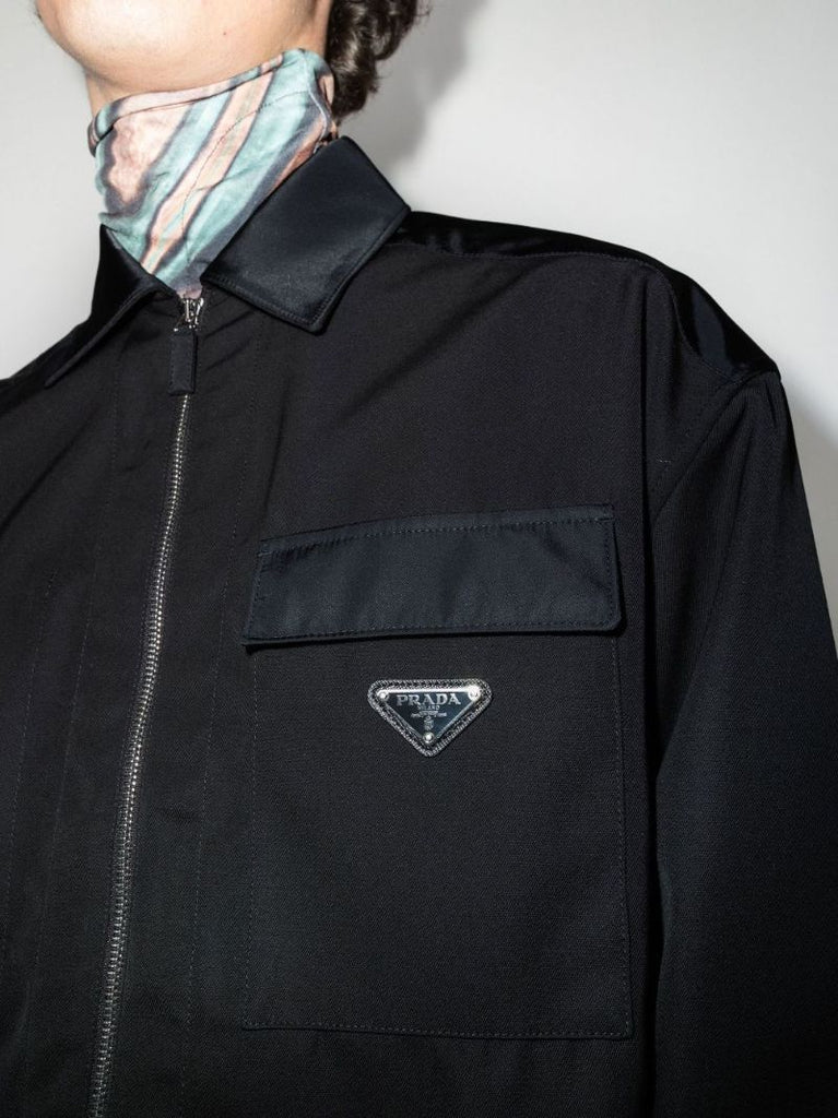 Logo Zip-up Wool Shirt Jacket