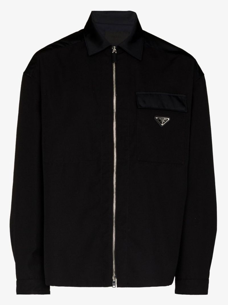 Logo Zip-up Wool Shirt Jacket