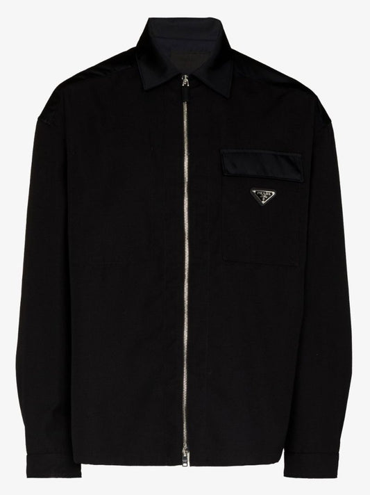 Logo Zip-up Wool Shirt Jacket